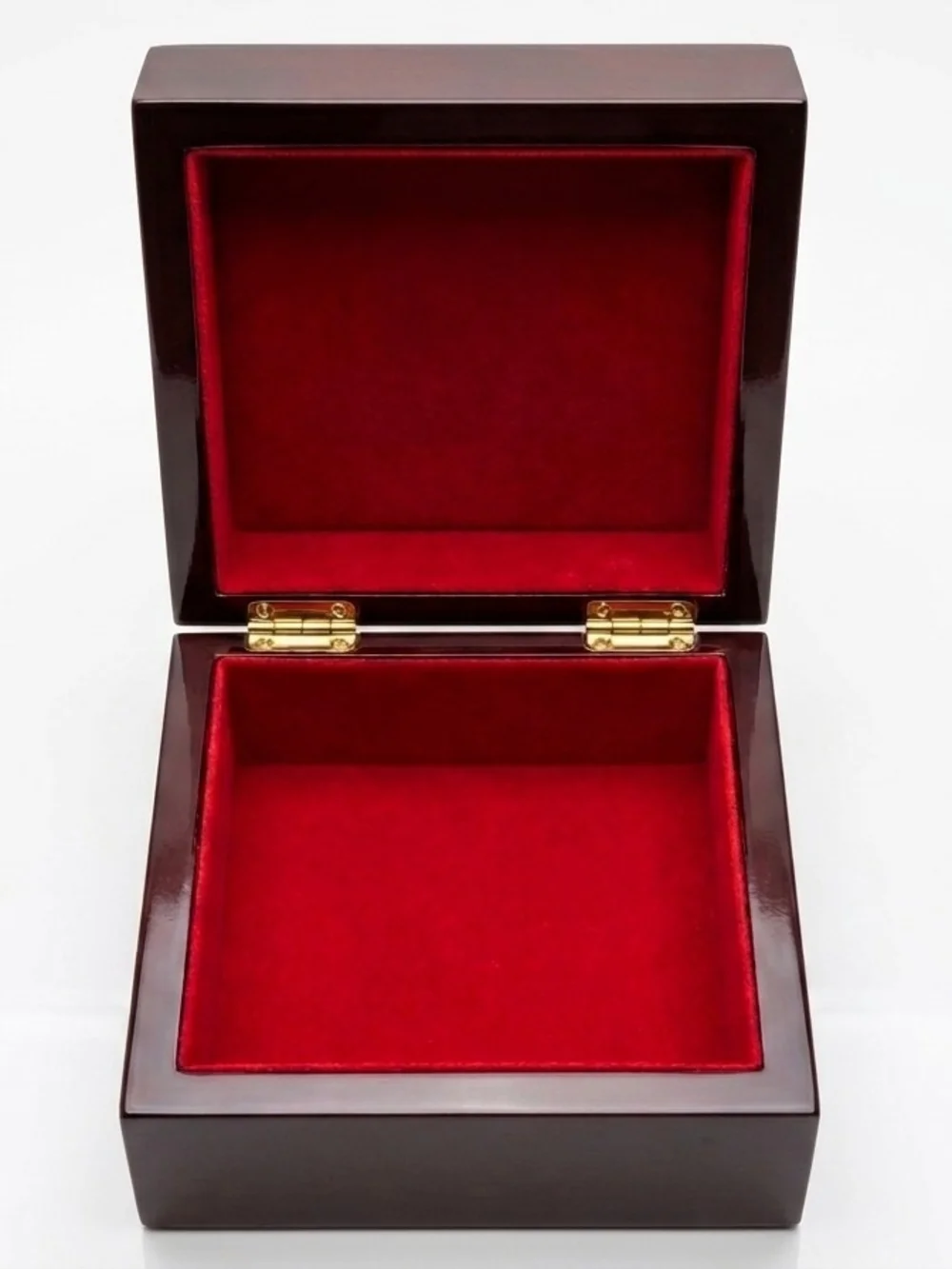 Mens Wooden Jewelry Box with Red Velvet Interior